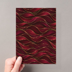 Invitaciones Acrílicas Olas de mármol rojo burgundy elegantes con acento