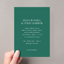 Invitaciones Acrílicas Olga Emerald Green Boda moderno