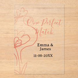 Invitaciones Acrílicas One Perfect match terracotta wedding couple name f