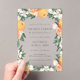 Invitaciones Acrílicas Orange Blossoms Citrus Botanical Wedding 