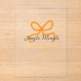 Invitaciones Acrílicas Orange bow jingle Mingle retro boho family namdate