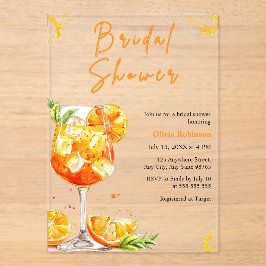 Invitaciones Acrílicas Orange Cocktail Drink Aperol Spritz Bridal Shower 