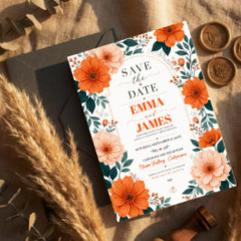 Invitaciones Acrílicas Orange Floral  Wedding Invitation