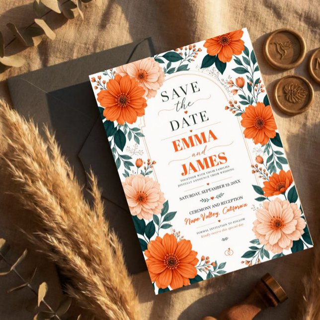 Invitaciones Acrílicas Orange Floral  Wedding Invitation (Subido por el creador)