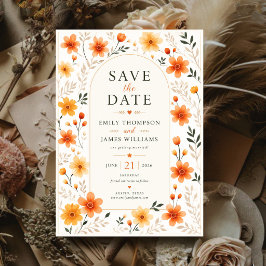 Invitaciones Acrílicas Orange Wildflower Rustic Floral Elegant Botanical