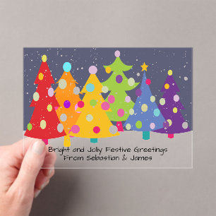 Invitaciones Acrílicas Orgullo gay Arcoiris navidad árboles LGBT