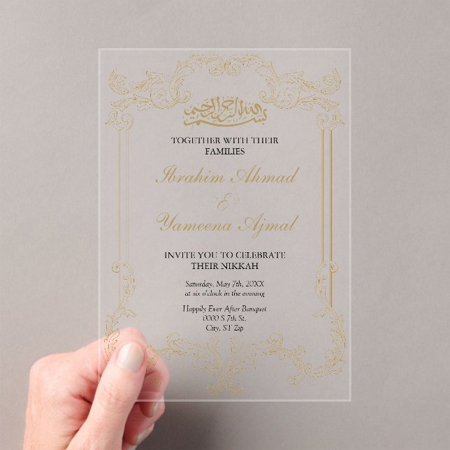 Invitaciones Acrílicas Ornate Elegant Cream Muslim Boda Nikkah (Insitu (portátil))