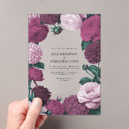 Invitaciones Acrílicas Orquídea de Medianoche, Berenjena de Terciopelo y