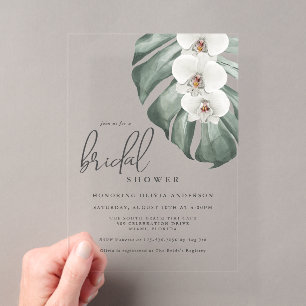 Invitaciones Acrílicas Orquídeas Blancas Fiesta de Despedida de Soltera P