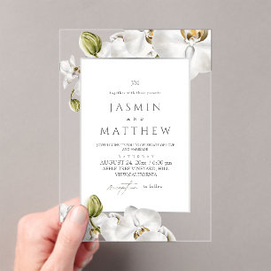 Invitaciones Acrílicas Orquídeas enmarcan boda elegante
