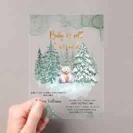 Invitaciones Acrílicas Oso Está Frío Afuera Lindo Shower de Bebé