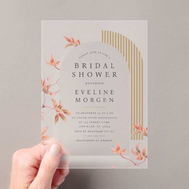 Invitaciones Acrílicas Otoño del Arco Boho Vibe deja novia (Insitu (portátil))