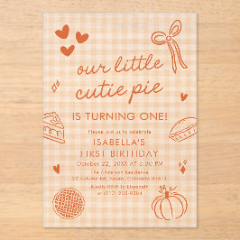 Invitaciones Acrílicas Otoño Lindo Dibujado a Mano Cumpleaños de Nuestra 