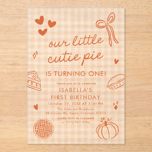 Invitaciones Acrílicas Otoño Lindo Dibujado a Mano Cumpleaños de Nuestra