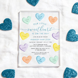 Invitaciones Acrílicas Our Little Sweetheart Candy Hearts Baby Shower