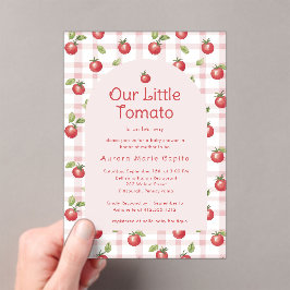 Invitaciones Acrílicas Our Little Tomato Baby Shower Invitation Pink