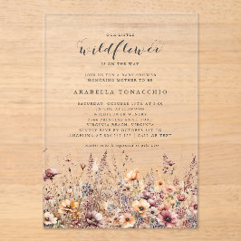 Invitaciones Acrílicas Our Little Wildflower Fall Floral Baby Shower
