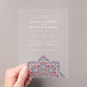 Invitaciones Acrílicas Oval Classic Mandala Boda de variante Oval del Pac