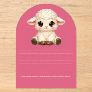 Invitaciones Acrílicas Oveja Feliz y Adorable con Ojos Grandes Animal de
