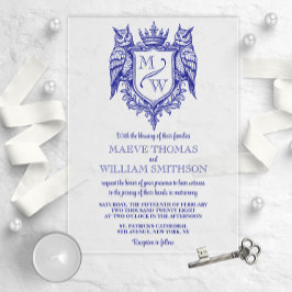 Invitaciones Acrílicas Owl Crest Royal Monogram Wedding Invitation