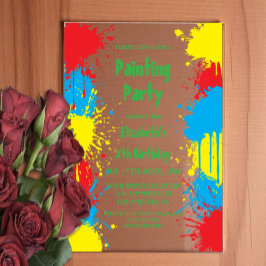 Invitaciones Acrílicas Painting Party Kids Birthday