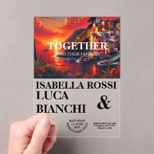 Invitaciones Acrílicas Paisaje de color audaz de la costa del atardecer i