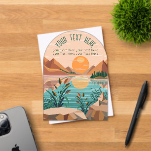 Invitaciones Acrílicas Paisaje de puesta de sol en lago de montaña pacífi