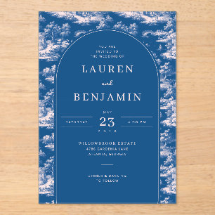 Invitaciones Acrílicas Paisaje Escénico Azul Elegante