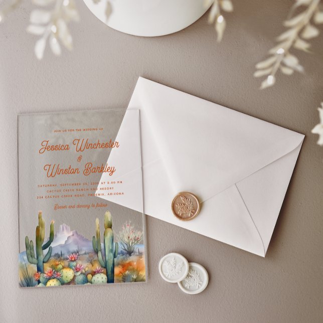 Invitaciones Acrílicas Paisaje moderno del desierto de Terracota Occident (Subido por el creador)