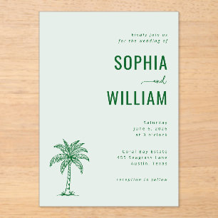 Invitaciones Acrílicas Palma de menta elegante