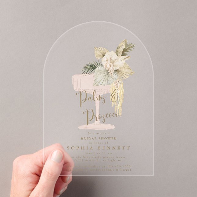 Invitaciones Acrílicas Palmeras y duchas de novias Prosecco (Insitu (portátil))