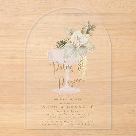 Invitaciones Acrílicas Palmeras y duchas de novias Prosecco