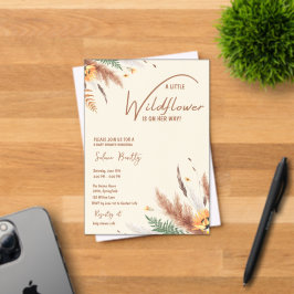 Invitaciones Acrílicas Pampas Grass A Little Wilflower Baby Shower