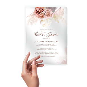 Invitaciones Acrílicas Pampas Grass Boho Terracotta Despedida de Soltera