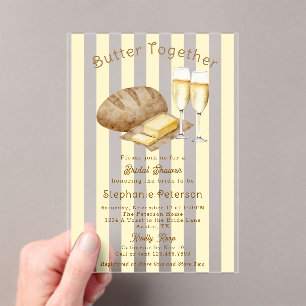 Invitaciones Acrílicas Pan con Mantequilla Desayuno de Despedida de Solte