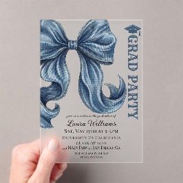 Invitaciones Acrílicas Pantalones de mezclilla con lazo de graduación