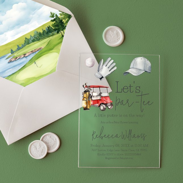 Invitaciones Acrílicas Par Tee Golf fiesta temática deportiva Baby Shower (Subido por el creador)