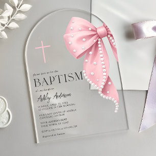 Invitaciones Acrílicas para Bautizo de Niña con La