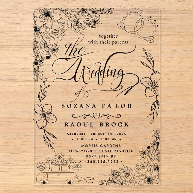 Invitaciones Acrílicas para Bodas Modernas (Anverso)