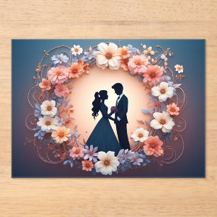 Invitaciones Acrílicas Pareja de novios romántica silueta