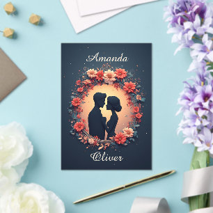 Invitaciones Acrílicas Pareja de novios románticos en vestido elegante