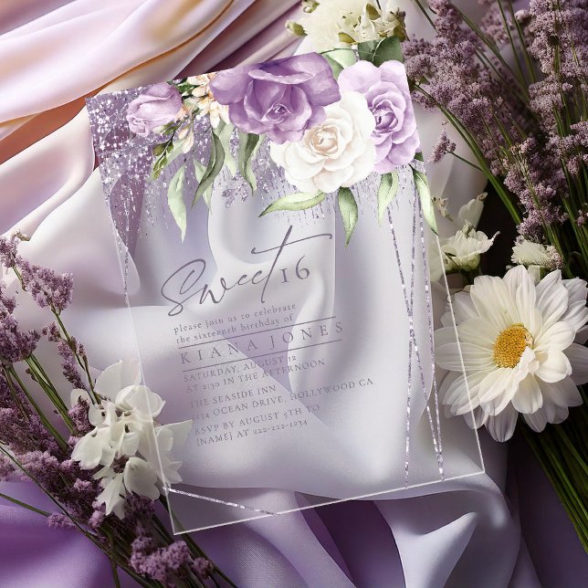 Invitaciones Acrílicas Parques florales dulces Dieciséis Mauve ID912 (Subido por el creador)