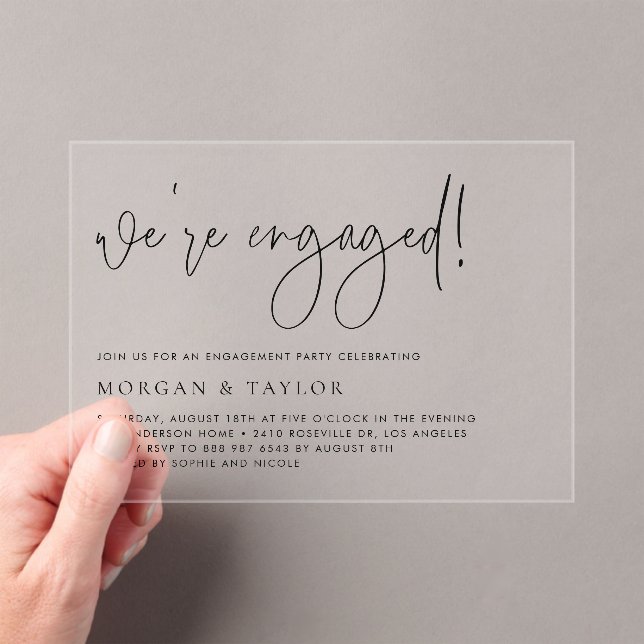 Invitaciones Acrílicas Partido de compromiso de escritura a mano Minimali (Insitu (portátil))