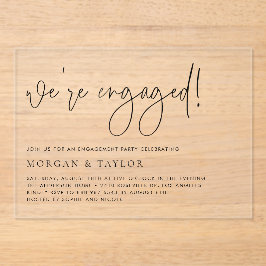 Invitaciones Acrílicas Partido de compromiso de escritura a mano Minimali