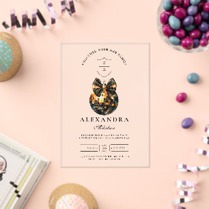 Invitaciones Acrílicas Partido de graduación de Black Bow Disco Ball