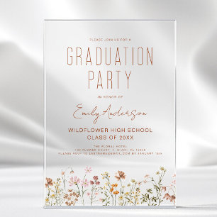 Invitaciones Acrílicas Partido de Graduación de Flor Silvestre Boho