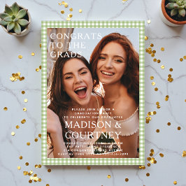 Invitaciones Acrílicas Partido de Graduación de Fotografía de Gingham Ver