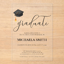 Invitaciones Acrílicas Partido de Graduación de la Escuela Secundaria Bla