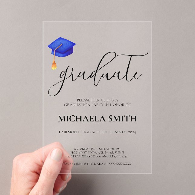 Invitaciones Acrílicas Partido de Graduación de la Escuela Secundaria de  (Insitu (portátil))
