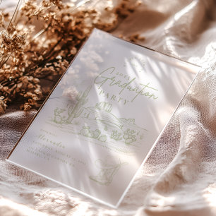 Invitaciones Acrílicas Partido de Graduación de Vaquera Occidental Sage G